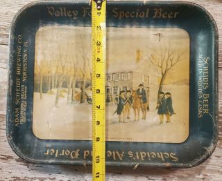 1940s SCHEIDT BREWING COMPANY TIN LITHO ADVERTISING BEER TRAY VALLEY FORGE BEER 3