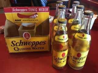 6 Full 12 & 10 Oz Schweppes Quinine Water Tonic Mixer Bottle W/carton