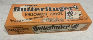 Vtg Orange Halloween Butterfinger Candy Box 2 Cent Goblins Costume Curtiss 40 Ct