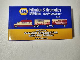 Napa Promo,  Ertl 1:64 Scale Peterbilt Extended Cab With Pup Trailers Nib