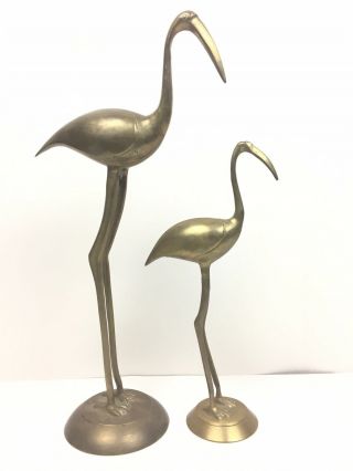 Vintage Mid Century Brass Bird Egret Heron Crane Figurine Hollywood Regency Mc