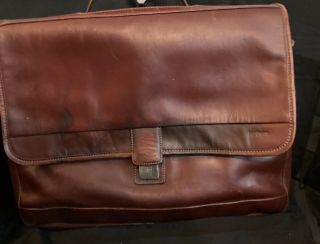 Vintage Hartmann Brown Leather Messenger Laptop Briefcase Bag