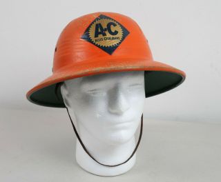 Vintage Orange Allis Chalmers Safari Pith Sun Helmet Adjustable Size Head Band