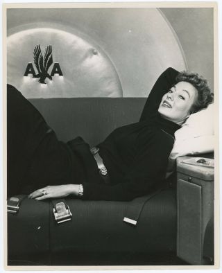 Evelyn Keyes Relaxed On American Airlines Flight Photograph C.  1950s