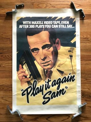 Vintage 80s Play It Again Sam Bogart Vhs Tape Poster Art Woody Allen Advertising
