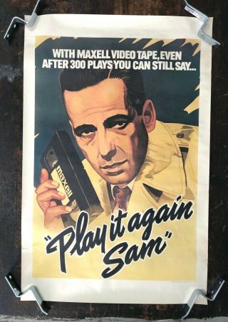 Vintage 80s PLAY IT AGAIN SAM Bogart VHS TAPE Poster ART Woody Allen ADVERTISING 2