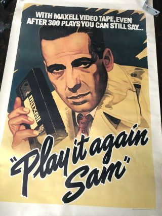 Vintage 80s PLAY IT AGAIN SAM Bogart VHS TAPE Poster ART Woody Allen ADVERTISING 3