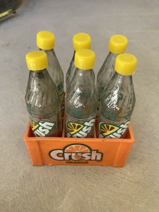 Vintage Orange Crush Soda Miniature Crate 6 Bottles Pop Drinks Miniatures Mini