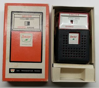 Sinclair Gasoline Dino Transistor Radio Vintage Gas Pump Box And Holder