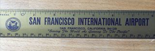 Vintage Sfo San Francisco International Airport Metal Ruler Pre - 1980 Flight
