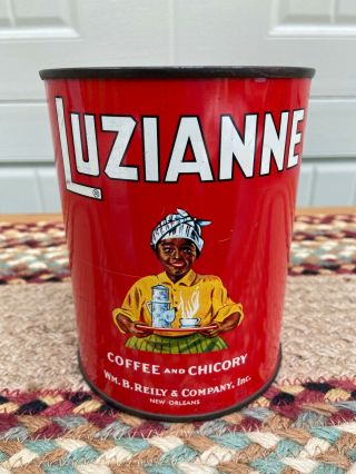 Vintage Luzianne Coffee 1 Pound Can With Graphics Advertising