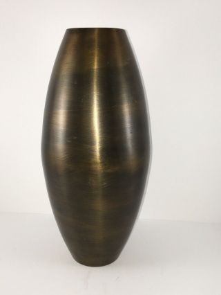 Vintage Solid Brass Vase 12” Tall Made In India.  Not Cleaned Or Polished