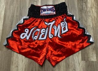 Auth Vintage Twins Special Boxing Red Kickboxing Muay Thai Shorts Sz L