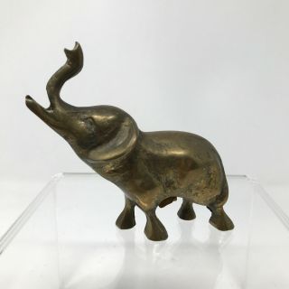 Vintage Interpur Elephant Solid Brass Figurine Made In Korea 3 1/2 Inch