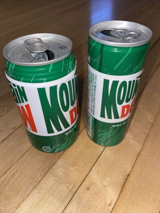 Vintage Foreign Mountain Dew Cans Chinese Japanese Two Sizes 2