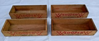 4 Vintage " Cooper " 5lb Wooden Cheese Boxes - Pope & Sons Phila.  Pa - Gc