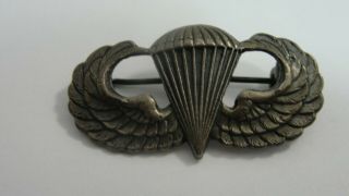 Wwii Era Sterling Us Army Airborne Jump Wing Paratrooper Pin / Badge