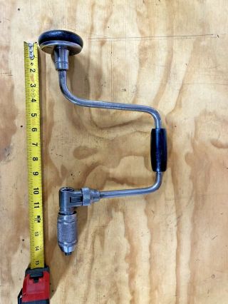 Vintage Stanley Bit Brace Drill No 923.  Extra Large 14” Sweep. ,  Oiled 3