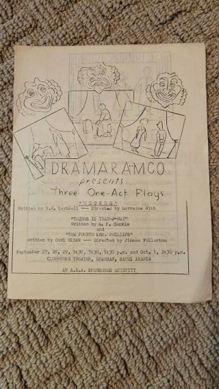 1948 Aramco Dramaramco Three One - Act Plays Program Dhahran Saudi Arabia Aea