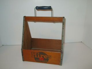 Vintage Hires Root Beer Canada Dry Spur Wooden Carrier With Metal Handle