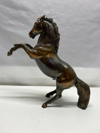 Vintage Plate Bronze Brass Pot Metal Horse Statue Figurine 11 " Tall