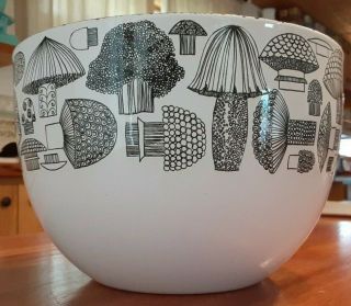 Vintage Finel Arabia Kaj Franck Enamel Mushroom Bowl Black White Finland 8.  25 "