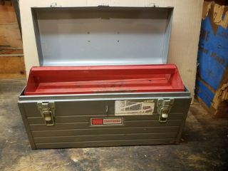 Vintage Sears Craftsman 6500 Tool Box With Red Tote Tray W/ Socket Compartment