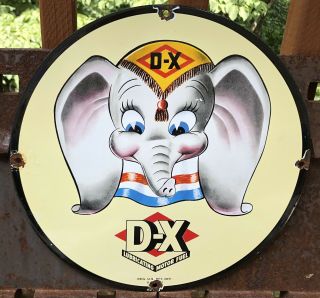 Vintage Walt Disney Dumbo D - X Porcelain Dx Gasoline Gas Motor Oil Sign