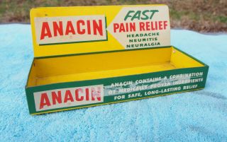 Vintage Anacin Fast Pain Relief Pharmacy Tobacco Countertop Display Flip Up Tin
