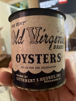 Rare Scarce Old Virginian Brand Oyster Tin 1 Pint