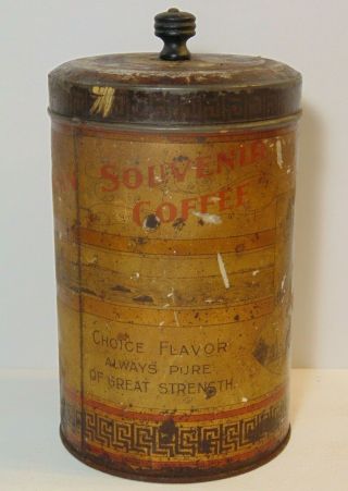 Old Vintage 1920s WOOD WOOD ' S COFFEE TIN TORONTO UNIVERSITY GRAPHIC 1 POUND CAN 2