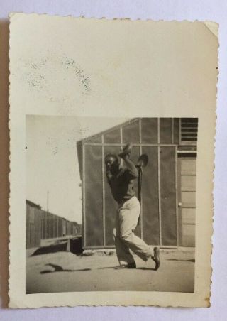 Vintage African American Boy Playing Baseball