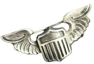 Vintage Wwii Small Wing U.  S.  Army Air Force B - 26 Pilot Sterling Silver Pin