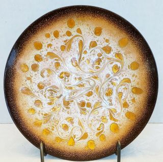 Mcm Mid Century Modern Enamel Fused Copper Bowl Dish Plate Signed Godfrey