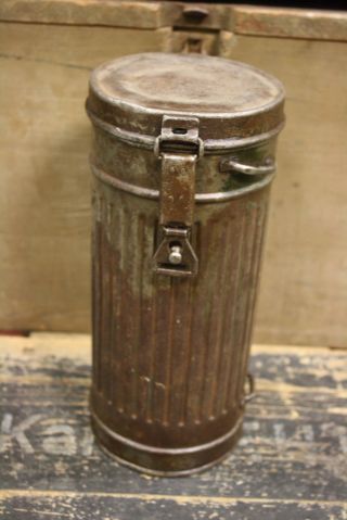 Ww2 German Wehrmacht Gas Mask Cannister Container Box Restauration