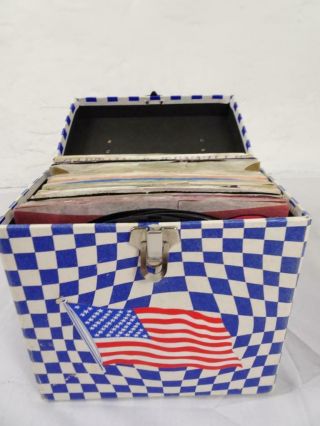 Vintage Psychedelic Platter Pak 45 Rpm Case With 50 Records 1970s Rock Pop Disco