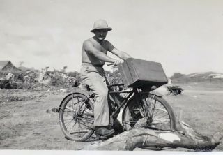 3 Wwii Columbia Pictures Photo Gi With Bicycle Bike