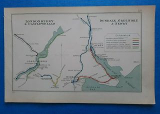 1907 Railway Clearing House Junc Diagram No.  123 Londonderry/dundalk,  Newry