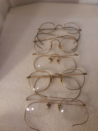 Vtg Antique 12k Gold Filled Eyeglasses 1/10 Optometry Accessories Six Pairs