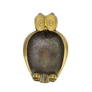 Vintage Small Solid Brass Owl Ashtray Made In Israel 5 " X 3 "
