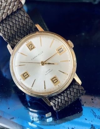 Caravelle by Bulova Vintage Gold Watch with Date SERVICED 2