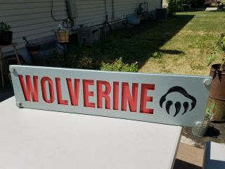 Vintage Wolverine Boots And Shoes Store Display Metaladvertising Sign 29 " X 7 "