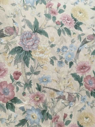 Grand Rideau Tissu Oiseau Fleur Ancien Vintage Style Boussac Fabric Curtain