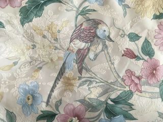 Grand Rideau Tissu Oiseau Fleur Ancien Vintage Style Boussac Fabric Curtain 2