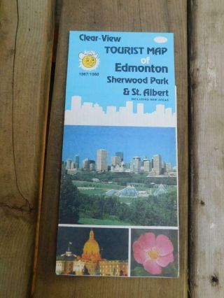 Tourist Map Edmonton Sherwood Park St Albert 1987 1988 Canada Vintage Travel
