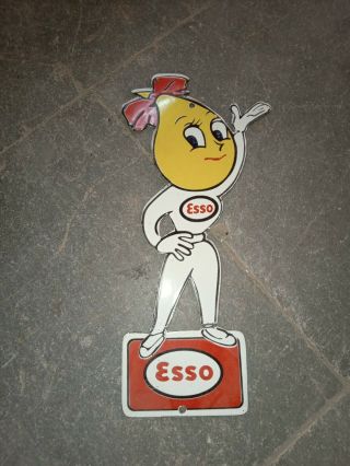 Porcelain Esso Girl Enamel Sign Size 15 " X 5 " Inches