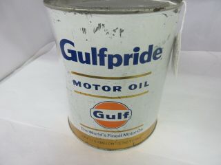 Vintage Gulfpride 1 Gal Oil Tin Automobilia Petroliana Advertising M - 400