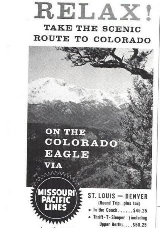 1959 Missouri Pacific Railroad Vintage Mopac Print Ad Ride The Colorado Eagle