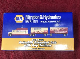 Ertl 1:64 Scale Peterbilt Extended Cab With Pup Trailers Napa