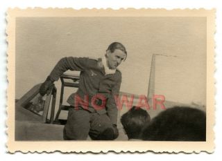 Wwii German Photo Pilot Hubertus V.  Bonin Knight Cross Holder Close Airplane